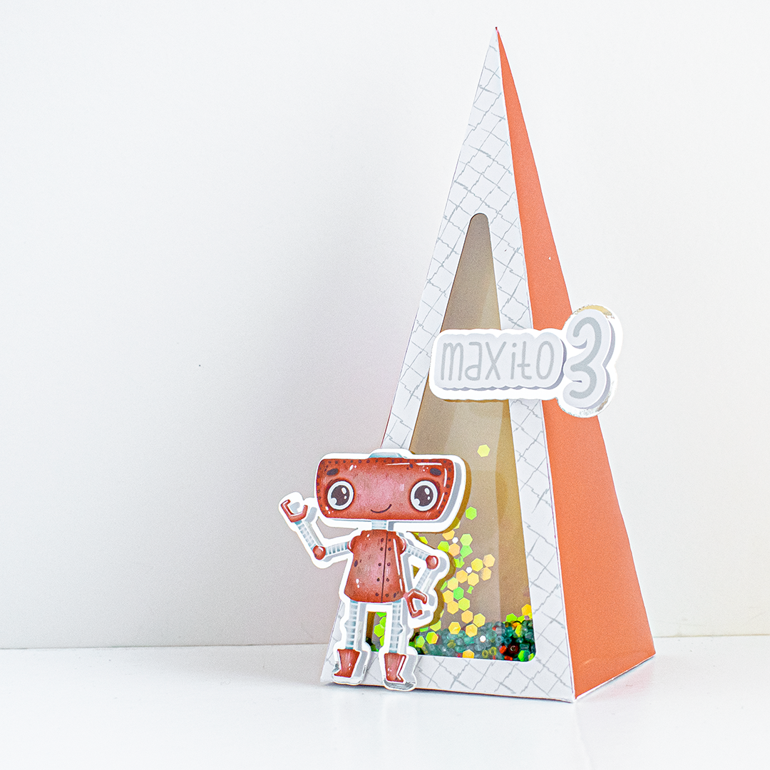 Papelería Creativa_Cajita Piramide Shaker 01 CAJITA PIRÁMIDE GRANDE SHAKER PERSONALIZADA