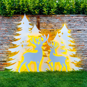 DECO PINOS Y CIERVOS RETRO ILUMINADOS
